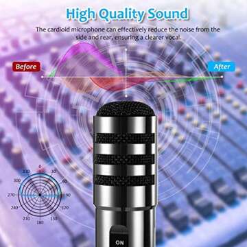 EIVOTOR Recording Microphone, 3.5mm Condenser Microphone Plug and Play, PC Microphone with Filter Suitable for Podcasting, Voice Recording, Skype, YouTube, Games, Laptop, Computer, Phone