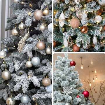 Sggvecsy 30 Pcs Snow Frosted Artificial Pine Branches Christmas Snowy Pine Needles Fake Greenery Pine Spray Picks for DIY Crafts Garland Wreath Xmas Embellishing Home Holiday Decoration