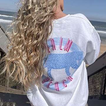 WEIIYONN Hoodies for Women Oversized Sweatshirt Pullover Tops Crewneck Beach Letter Leopard Graphic ...