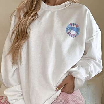 WEIIYONN Hoodies for Women Oversized Sweatshirt Pullover Tops Crewneck Beach Letter Leopard Graphic Print Palm Holiday Style (M,US,Alpha,Medium,Regular,Regular)