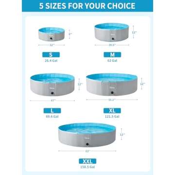 Toozey High Durability Dog Pool Foldable Hard Plastic Swimming Pool Collapsible Dog Bath Tub Outside Kiddle Pool Portable Pool for Puppy Small Medium Large Dogs and Kids, 63" x 12"