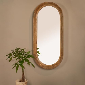 Stunning Creative Co-Op Oval Wall Mirror in Mango Wood
