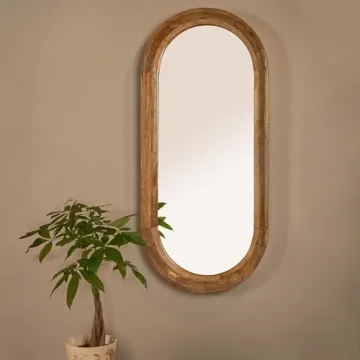 Stunning Creative Co-Op Oval Wall Mirror in Mango Wood