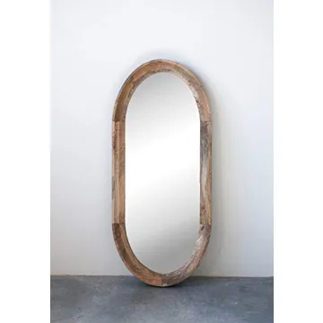 Stunning Creative Co-Op Oval Wall Mirror in Mango Wood