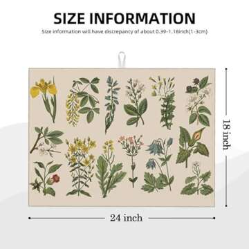 TGKBRMEA Plants Dish Drying Mat for kitchen Counter Large Microfiber Dish Drying Mat for Dishes Absorbent Reversible Kitchen Dish Drying Pad Rack Mat 18x24 Inch