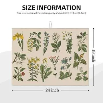 TGKBRMEA Plants Dish Drying Mat for kitchen Counter Large Microfiber Dish Drying Mat for Dishes Absorbent Reversible Kitchen Dish Drying Pad Rack Mat 18x24 Inch