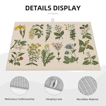 TGKBRMEA Plants Dish Drying Mat for kitchen Counter Large Microfiber Dish Drying Mat for Dishes Absorbent Reversible Kitchen Dish Drying Pad Rack Mat 18x24 Inch