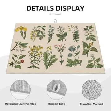 TGKBRMEA Plants Dish Drying Mat for kitchen Counter Large Microfiber Dish Drying Mat for Dishes Absorbent Reversible Kitchen Dish Drying Pad Rack Mat 18x24 Inch