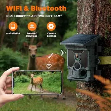 VOOPEAK 2025 Upgraded Solar Trail Camera - 100MP 4K 30FPS WiFi Trail Camera with 850nm Night Vision, 120° Wide-Angle Motion Activated Game Cam, 0.1s Trigger, IP66 Waterproof for Wildlife Monitoring