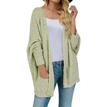 Fuzzy Popcorn Batwing Sleeve Cardigan for Women