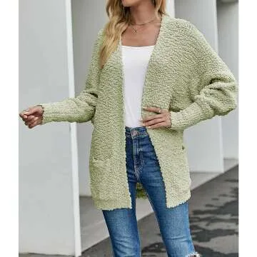 Fuzzy Popcorn Batwing Sleeve Cardigan for Women