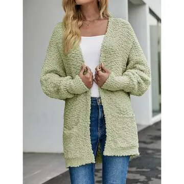 Fuzzy Popcorn Batwing Sleeve Cardigan for Women