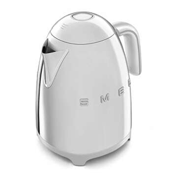 SMEG 50's Retro Style Electric Water Kettle with Automatic Shutoff, Removable Base, and Water Indicator, KLF03SSUS, Polished Stainless Steel