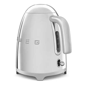 SMEG 50's Retro Style Electric Water Kettle with Automatic Shutoff, Removable Base, and Water Indicator, KLF03SSUS, Polished Stainless Steel