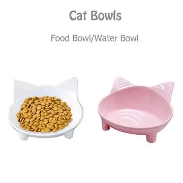 Lorde Cat Bowls, BPA Free Melamine, Double Wide Cat Dish Set of 2, Whisker Fatigue Relief, 8 oz Capa...