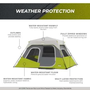 CORE 6 Person Instant Cabin Tent for Family Camping