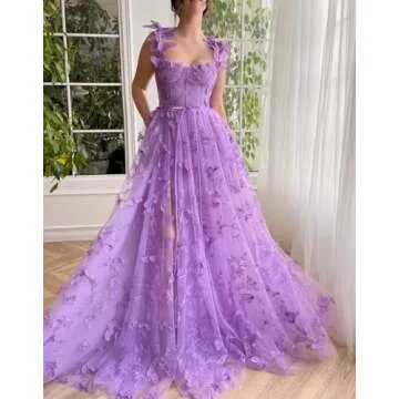 Elegant Tulle Prom Dress with 3D Butterfly Appliques