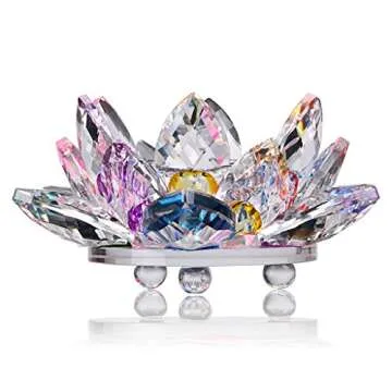 Elegant OwnMy Crystal Lotus Candle Holder for Home Decor