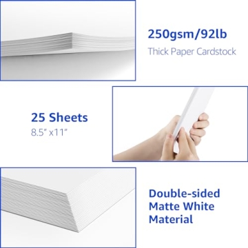 CreGear 25 Sheets White Cardstock for Crafting & Printing