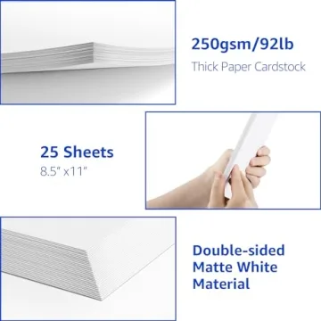CreGear 25 Sheets White Cardstock for Crafting & Printing