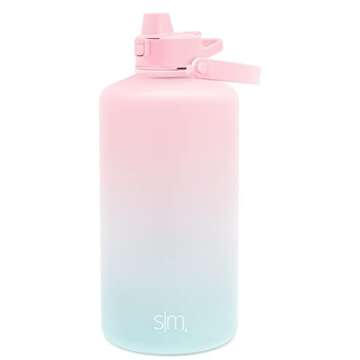 Simple Modern 1 Gallon 128 oz Water Bottle with Push Button Silicone Straw Lid & Motivational Measurement Marker | Large Reusable Tritan Plastic Water Jug | Summit Collection | Sweet Taffy