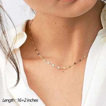 Turandoss Minimalism Layered Necklace Chain Necklace Bar Necklace Disc Necklace Delicate Handmade 14k Real Gold Plated Choker Necklace for Women