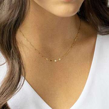 Turandoss Minimalism Layered Necklace Chain Necklace Bar Necklace Disc Necklace Delicate Handmade 14k Real Gold Plated Choker Necklace for Women