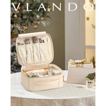 Vlando Travel Makeup Bag Organizer with Dividers - Perfect Gift