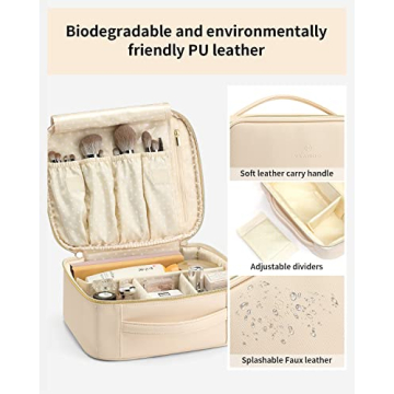 Vlando Travel Makeup Bag Organizer with Dividers - Perfect Gift