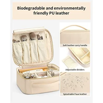 Vlando Travel Makeup Bag Organizer with Dividers - Perfect Gift