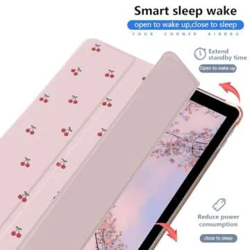 Cute Cherry Printed iPad Case with Pencil Holder