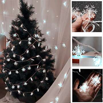 MILEXING Snowflake String Lights – Waterproof Battery Operated