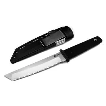 Cold Steel Kobun Serrated 5.5" Japanese AUS8A Stainless Steel American Tanto Shape Fixed Blade Tactical Hunting Knife, Ergonomic Kray-Ex Handle, Secure-Ex Sheath