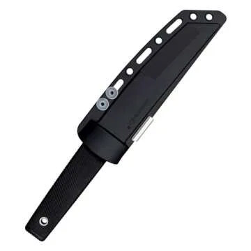 Cold Steel Kobun Serrated 5.5" Japanese AUS8A Stainless Steel American Tanto Shape Fixed Blade Tactical Hunting Knife, Ergonomic Kray-Ex Handle, Secure-Ex Sheath