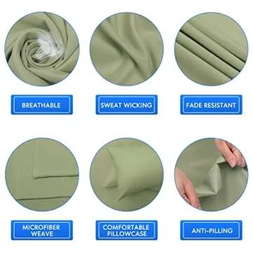 HOMEIDEAS 6 Pieces Lightweight Easy Care Microfiber Bed Sheets Set(Full, Sage Green), Super Soft & Fade Resistant, 15 inches Deep Pocket 1800 Thread Count Bedding