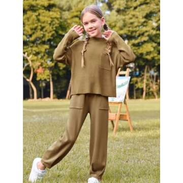 Meikulo Girls Lounge Set - Comfortable Knit Outfit
