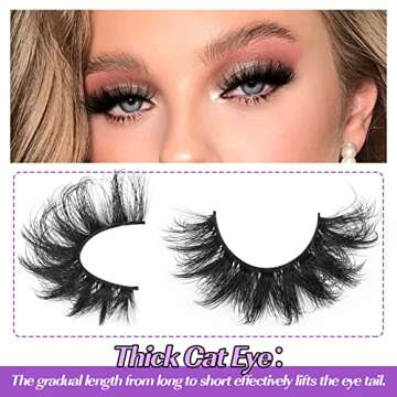 False Eyelashes Fluffy Mink Cat Eye Lashes Strip Pack 10 Pairs 18MM Wispy D Curl Fake Lashes That Lo...