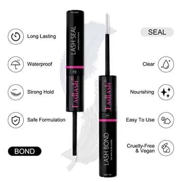 Lash Bond and Seal 10ML Bond and Seal Lash Glue for Individual Lashes Hold 48-72 Hours Cluster Lash Glue DIY Eyelash Extension Kit Self Application at Home