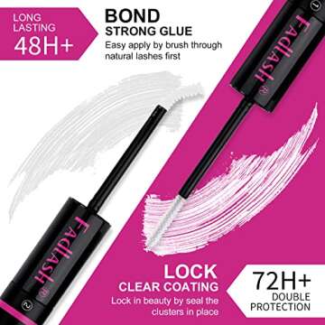 Lash Bond and Seal 10ML Bond and Seal Lash Glue for Individual Lashes Hold 48-72 Hours Cluster Lash Glue DIY Eyelash Extension Kit Self Application at Home