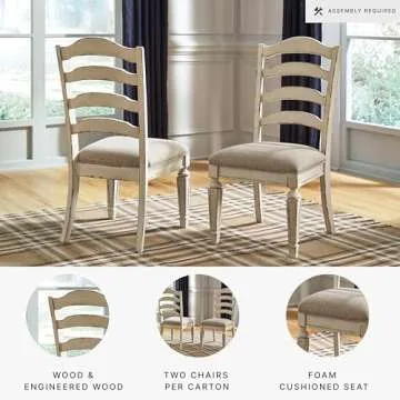 Signature Design by Ashley Realyn Dining Room Upholstered Chair 2 Count, Antique White