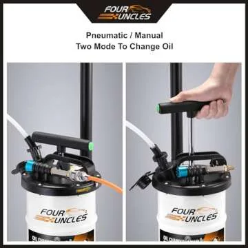 FOUR UNCLES 6.5L Fluid Extractor - Pneumatic/Manual Vacumm Oil Extractor with Pump Tank Remover & 4 Tubes for Engine Oil Change and a Bleeding Hose with Universal Adpater for Brake Bleeding