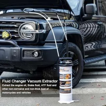 FOUR UNCLES 6.5L Fluid Extractor - Pneumatic/Manual Vacumm Oil Extractor with Pump Tank Remover & 4 Tubes for Engine Oil Change and a Bleeding Hose with Universal Adpater for Brake Bleeding