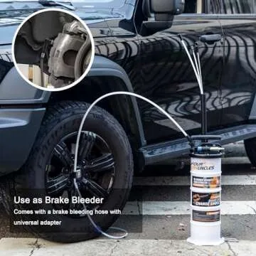 FOUR UNCLES 6.5L Fluid Extractor - Pneumatic/Manual Vacumm Oil Extractor with Pump Tank Remover & 4 Tubes for Engine Oil Change and a Bleeding Hose with Universal Adpater for Brake Bleeding