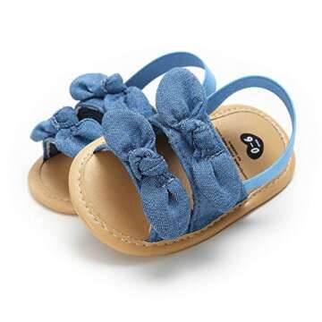 Summer Infant Baby Girls Sandals Striped Bowknot Soft Rubber Sole First Walker Shoes