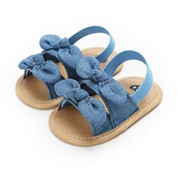 Summer Infant Baby Girls Sandals Striped Bowknot Soft Rubber Sole First Walker Shoes