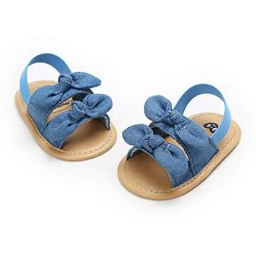 Summer Infant Baby Girls Sandals Striped Bowknot Soft Rubber Sole First Walker Shoes