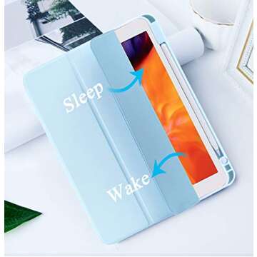 SIWENGDE Case for iPad Pro 11 Inch 4th/3rd/2nd Generation 2022/2021/2020 with Pencil Holder [Support iPad 2nd Pencil Charging] Slim Trifold Stand Smart Protective Cover, Auto Wake/Sleep(Light Blue)