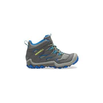Merrell Chameleon 7 Access MID WTRPF Hiking Boot, Grey/Blue, 4 US Unisex Big Kid