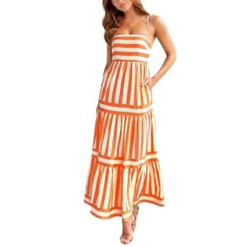 FSAHJKEE Women's Colorful Graphic Maxi Dress for Summer