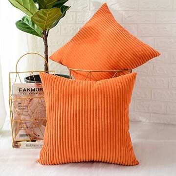 MERNETTE Pack of 2, Corduroy Soft Decorative Square Throw Pillow Cover Cushion Covers Pillowcase, Ho...